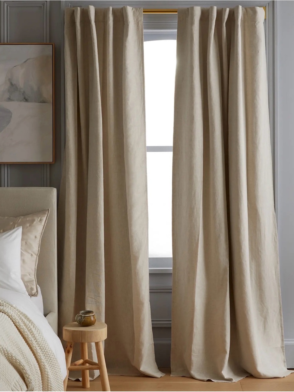 NWOT 48x96 European Linen Room Darkening Curtain Panel in Flax - Each Panel $102